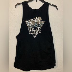- pink - S - Black sequin sleeveless shirt